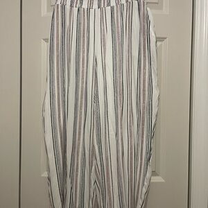 NWT AB Studio Striped Pants | Size 1X | Elastic Waist | Neutral Stripe